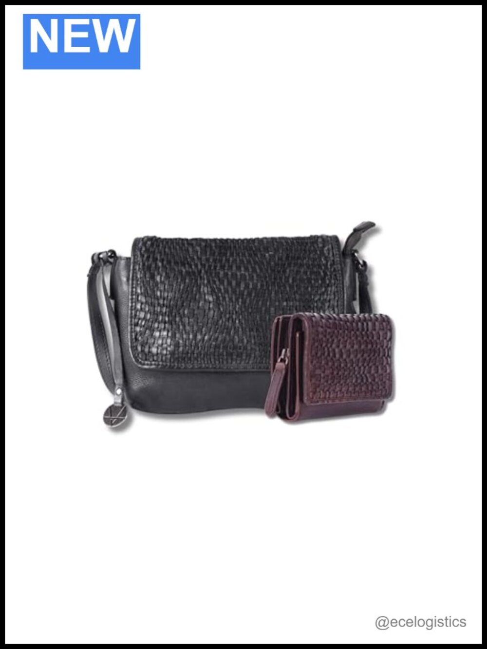 Genuine Leather Crossbody Bag & Zipper Wallet Set for Women